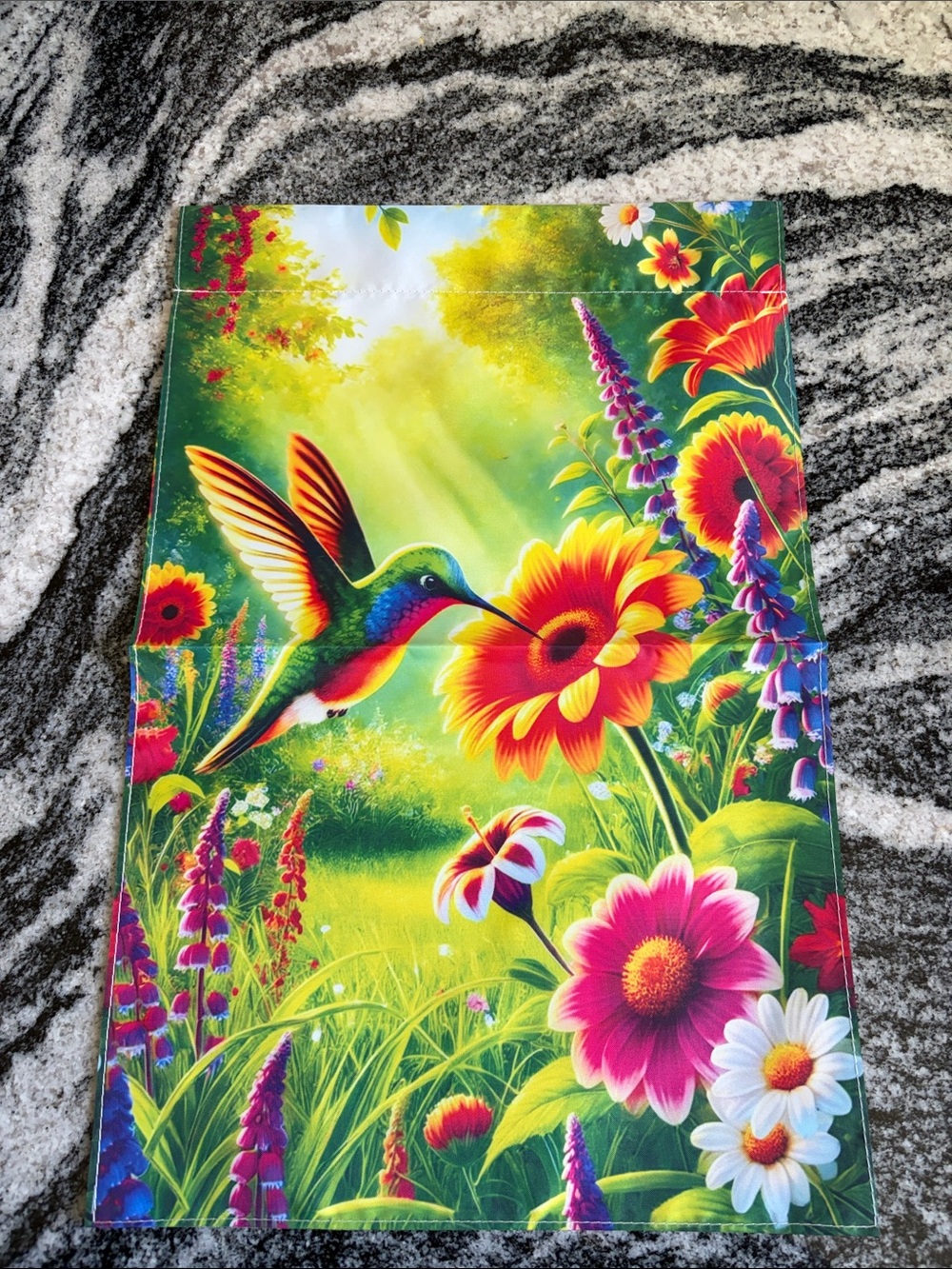 12x18 Hummingbird garden flag beautiful bright summer Floral flag double sided